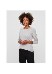 V&eacute;ro Moda Vero Moda, Unisex, Rundhalspullover &raquo;VMCARE STRUCTURE LS O-NECK BLOUSE&laquo; aus Baumwolle, light grau melange, M, Klassischer Pullover von VERO MODA