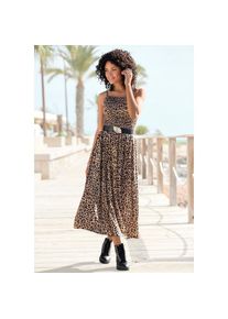 Buffalo, Unisex, Midikleid &raquo;mit gesmoktem Oberteil und Animalprint&laquo; feminines Jerseykleid, Animalkleid, Leokleid, Sommerkleid, leo, bedruckt, 40, N-Gr