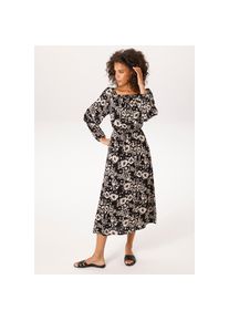 Aniston Casual, Unisex, Aniston CASUAL Minikleid mit grafischen Blumendruck - jedes Teil ein Unikat, schwarz, hellbeige, 36, N-Gr, Kleid aus weich 