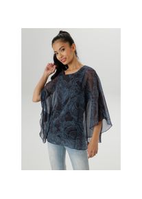Aniston Selected, Unisex, Aniston SELECTED Chiffonbluse im modischen Lagenlook, marine, hellblau, schwarz, 42, Bluse im Lagenlook und Materialmix