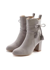 Lascana, Unisex, Lascana Stiefelette mit Blockabsatz, High-Heel-Stiefelette, Ankle Boots, Stiefel, hellgrau, 39, Mit elegant raffinierten Bindeb&auml;ndern