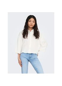 Jacqueline de Yong Jdy, Unisex, JDY Hemdbluse &raquo;JDYTHEIS LIFE 3/4 CROP SHIRT WVN NOOS&laquo; Baumwolle, regular fit, cloud dancer, S, Kurze und l&auml;ssige Bluse von JDY