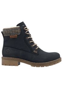Rieker, Unisex, Winterstiefelette Schn&uuml;rboots, Stiefelette mit wasserabweisender RiekerTEX-Membran, nachtblau, 36, Winterstiefelette mit Strickkragen
