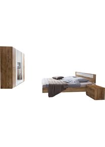 wimex, Schlafzimmer-Set &raquo;Petra/Pamela&laquo; Set, 4 Stk. tlg., plankeneichefarben, wei&szlig;glas, Schrankbreite 225 cm