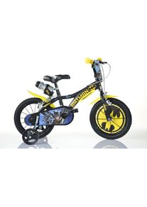 DINO BIKES, Kinderfahrrad &raquo;16" Batman Kinderfahrrad Jugenfahrrad Freilauf 4&ndash;7 Jahre St&uuml;tzr&auml;der&laquo; 1 Gang mit St&uuml;tzr&auml;dern, Trinkflasche und Frontschild, 
