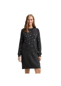Tom Tailor Denim, Unisex, Tom Tailor Denim Minikleid mit Stickereien, grau wei&szlig; dots and hearts, L, N-Gr, Kleid von Tom Tailor Denim
