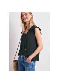 Street One, Unisex, Street One Shirtbluse Sommertop - Split Neck mit R&uuml;schen und B&auml;ndern, deep bound gr&uuml;n, 42, Bluse f&uuml;r Unisex von Street One