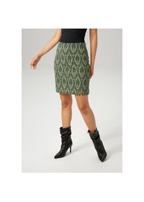 Aniston Casual, Unisex, Aniston CASUAL Minirock mit farbharmonischem Ornament-Muster, schwarz, smaragdgr&uuml;n, wollwei&szlig;, gelb, apfelgr&uuml;n, 34, Rock aus 