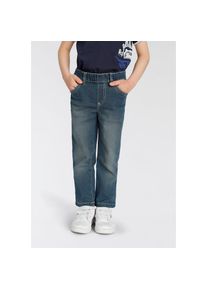 Kidsworld, Unisex, Kidsworld Schlupfjeans &raquo;, Stretch-Jeans f&uuml;r kleine Unisex&laquo; bequeme Passform, gerade Beinform, mit Gummizug im Bund, blau, used, 134