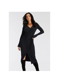 Bruno Banani, Unisex, Strickkleid wadenlang, elegant und feminin, aus Viskosemischung, schwarz, 44, N-Gr, Eng anliegende Passform betont deine Figur 