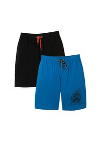 bonprix, Unisex, bonprix Bermudas aus Baumwolle, mit Kordelzug, lockere Passform, schwarz, azurblau, 134, N-Gr, Bermudas im praktischen 2er-Pack f&uuml;r 