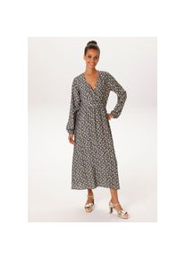 Aniston Casual, Unisex, Aniston CASUAL Maxikleid mit fantasievollen, grafischen Druck, schwarz, hellkhaki, sand, wei&szlig;, 36, N-Gr, Kleid aus weich 