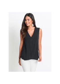 bonprix, Unisex, bonprix Shirttop bequeme Passform, aus Viskose-Mix, V-Ausschnitt, schwarz, 36/38 (S), Geschmackvolles Top in dezenter A-Form f&uuml;r 