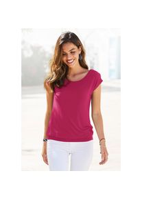 Lascana, Unisex, Lascana Longshirt &raquo;mit breitem Bund&laquo; aus luftigem Viskose-Stretch, magenta, 36/38, Breiter Bund am Saum f&uuml;r zwei Tragevarianten - 