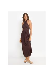 Lscn By Lascana, Unisex, LSCN by LASCANA Neckholderkleid in Maxil&auml;nge, dunkelbraun, 38, N-Gr, Tr&auml;ger zum Knoten