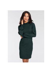 Laura Scott, Unisex, Strickkleid aus Viskosemischung mit femininem R&uuml;schendetail, petrol, melange, 38, N-Gr, Elastische Viskosemischung f&uuml;r hohen 