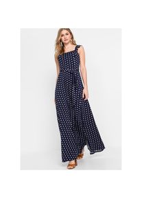 bonprix, Unisex, bonprix Maxikleid f&uuml;r Fr&uuml;hjahr und Sommer, aus Viskose und Elasthan, &auml;rmellos, dunkelblau gepunktet, 32/34 (XS), N-Gr, Angenehmes 