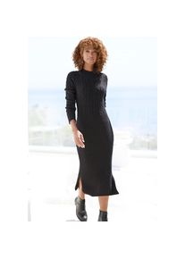 Lascana, Unisex, Lascana Strickkleid &raquo;mit Zopfmuster, seitlicher Schlitz, elegantes Pulloverkleid&laquo; Langarm, Midikleid aus weichem Strick, figurbetont,