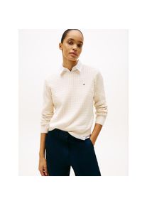 Tommy Hilfiger, Unisex, Rundhalspullover &raquo;CO CABLE C-NK LS SWEATER&laquo; Baumwolle, mit Zopfmuster, Regular Fit, ivory petal 0f5, L (42/44), Pullover von 