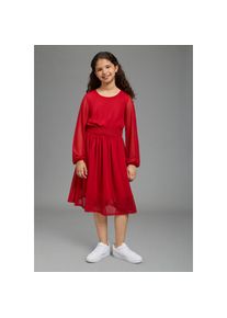 Bruno Banani, Unisex, Chiffonkleid &raquo;Meshkleid mit transparenten &Auml;rmeln f&uuml;r festliche Anl&auml;sse&laquo; Festliches Shirtkleid mit Chiffon, rot, 176/182, N-Gr, 