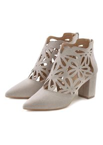 Lascana, Unisex, Lascana High-Heel-Stiefelette &raquo;Ankle Boot, Stiefelette, Stiefel,&laquo; mit eleganter Spitze und Blockabsatz, hellgrau, 36, 