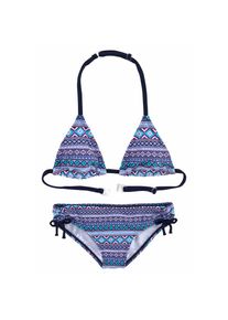s.Oliver, Unisex, s.Oliver Triangel-Bikini mit grafischem Druck, blau, bedruckt, 122/128, N-Gr, Modisch bedruckt