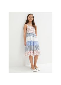 bonprix, Unisex, bonprix Jerseykleid aus Baumwolle, &auml;rmellos, mit Rundhalsausschnitt, elastisch, wollwei&szlig;, mittelblau bedruckt, 164/170, N-Gr, Weiches