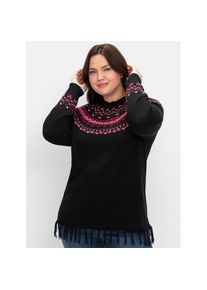 sheego, Unisex, Rundhalspullover &raquo;Rundhalspullover&laquo;, schwarz, gemustert, 52/54