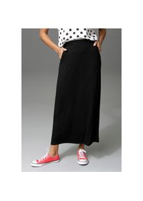 Aniston Casual, Unisex, Aniston CASUAL Maxirock im Marine Look, schwarz, 36, Unisexrock aus elastischer Jersey Qualit&auml;t
