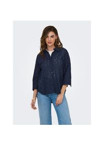 Jacqueline de Yong Jdy, Unisex, JDY Hemdbluse &raquo;JDYTALLIE 3/4 LONG SHIRT WVN NOOS&laquo; mit Lochstickerei-Detail, schwarz iris, XS, Bluse von JDY