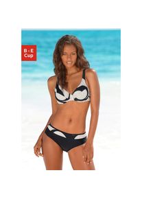 Lascana, Unisex, Lascana B&uuml;gel-Bikini seitlich extra h&ouml;her geschnitten, verstellbare Tr&auml;ger, schwarz, bedruckt, 48, Cup B, Im modischen Design