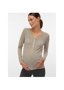 MAMALICIOUS, Unisex, Umstandsshirt &raquo;MLPAMMIE LIA LS JRS TOP 2F NOOS&laquo; Materialmix, eng anliegend, kalamata detail:melange, XS, Langarmshirt von 