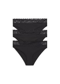 Tommy Hilfiger Underwear, Unisex, Bikinislip 3 Stk. K&ouml;rpernahe Passform mit elastischem Spitzenbund, schwarz, schwarz, schwarz, M (38), 3 Stk., 3er-