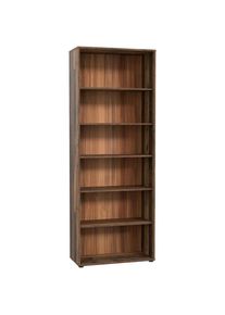 Regal , Dunkelbraun, Graubraun , Holzwerkstoff , 5 F&auml;cher , 73.7x197.5x34.8 cm , Typenauswahl, Beim&ouml;bel erh&auml;ltlich, stehend , Wohnzimmer, Regal, B&uuml;cherregale