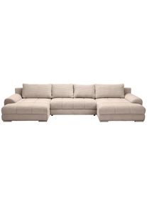 CARRYHOME Wohnlandschaft , Taupe , Kunststoff , F&uuml;llung: Schaumstoff , U-Form , 376x180 cm , Liegefunktion, Schlafen auf Sitzh&ouml;he, R&uuml;cken echt , Wohnzimmer, Sofas & Couches, Wohnlandschaften, Wohnlandschaft U-Form