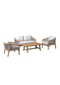 Ambia Garden Gartenm&ouml;bel-Set , Akaziefarben, Beige , Textil , 4-teilig , Akazie , massiv , F&uuml;llung: Schaumstoff,Schaumstoff , geeignet f&uuml;r Balkon , Gartenm&ouml;bel, Gartengarnituren, Gartenm&ouml;bel-Set