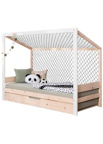 Livetastic Ausziehbett , Naturfarben, Weiss , Holz , Kiefer,Birke , massiv,Schichtholz , 90x200 cm , Himmelfunktion, bodentiefer Einstieg, Bettkasten, f&uuml;r Rollrost geeignet , Baby- und Kinderm&ouml;bel, Kinderzimmer & Jugendzimmer, Kinderbetten, Ausziehbetten