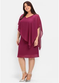 sheego Witt Damen Cocktailkleid aus Chiffon, himbeere, Gr&ouml;&szlig;e 54, 100% Polyester