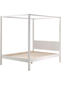 Vipack, Himmelbett &raquo;Pino, Kiefer massiv weiss lackiert, Made in Europe, zeitloses Design&laquo; B/H/T ca. 208x191x148cm, inkl. Rolllattenrost, 2 Breiten zur