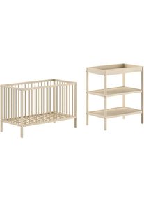 Vipack, Babym&ouml;bel-Set &raquo;Dino ist das ideale Start Set f&uuml;r Ihr Kind aus massiver Buche&laquo; 2 Stk. tlg. Babybett u. Wickelregal inkl., wahlweise in 3 Farben