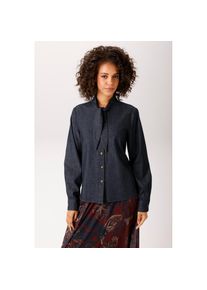 Aniston Casual, Unisex, Aniston CASUAL Jeansbluse mit kleiner Schluppe am Rundhals-Ausschnitt - NEUE KOLLEKTION, dunkelblau, 36, Bluse aus weichem 
