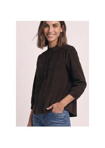 Street One, Unisex, Street One R&uuml;schenbluse Rundhalsausschnitt mit dekorativer Knopfleiste und R&uuml;schen, schwarz coffee, 38, Bluse von Street One