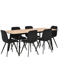 Livetastic Tischgruppe , Schwarz, Eichefarben , Holz, Metall, Textil, Holzwerkstoff , Pappel , Sperrholz , rechteckig , Flachrohr , Esszimmer, Bank, Tisch- & Eckbankgruppen