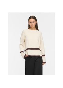 Vila, Unisex, Rundhalspullover &raquo;VIRIL O-NECK OVERSIZE L/S KNIT TOP- NOOS&laquo; Materialmix, oversize, super light natural melan stripes:coffee bean, S, 