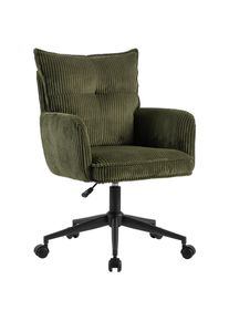 CARRYHOME Drehstuhl , Gr&uuml;n, Schwarz , Metall, Textil , Drehkreuz , 58x84.5-92x64 cm , Sitzfl&auml;che 360&deg; drehbar , B&uuml;rom&ouml;bel, B&uuml;rost&uuml;hle, Drehstuhl