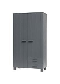 Woood, Woood Garderobenschrank &raquo;Dennis FSC -Kiefernholz geb&uuml;rstet lackiert, H 202 x B 111 x T 55 cm&laquo; Mit Wasserlack gespritzt, Wandbefestigung 