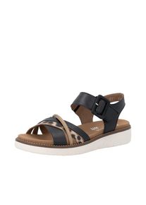 Remonte, Unisex, Sandale Sommerschuh, Sandalette mit Softfussbett und Klettverschluss, schwarz, leo, beige, 36, Sandale mit Riemchen in Leo-Optik