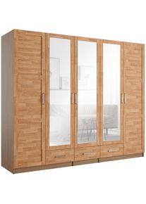 Goodproduct, GOODproduct Kleiderschrank &raquo;Sabrina, nat&uuml;rlicher Landhausstil, mit Innenausstattung&laquo; Spiegel und Schubladen, teilmassiv,Buche oder Eiche,