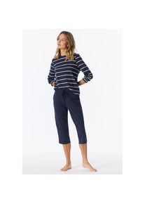 Schiesser, Unisex, 3/4-Hose &raquo;Mix + Relax&laquo; Cotton-Mix, Gummizug, Bindeband, seitliche Taschen, 860, tiefblau, 34, N-Gr, 3/4-Lange Unisexhose von 