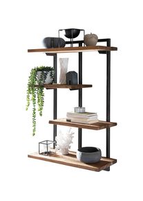 Sit, Sit Wandregal &raquo;ROMANTEAKA H&auml;ngeregal aus Teakholz mit 4 B&ouml;den im Industrial-Stil&laquo; Recyceltes Teakholz im modernen Industrial-Design, braun, 
